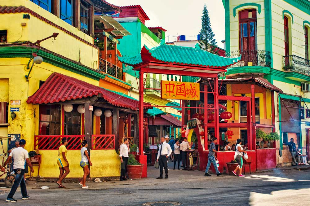 street with entrance to chinatown and restaurant area